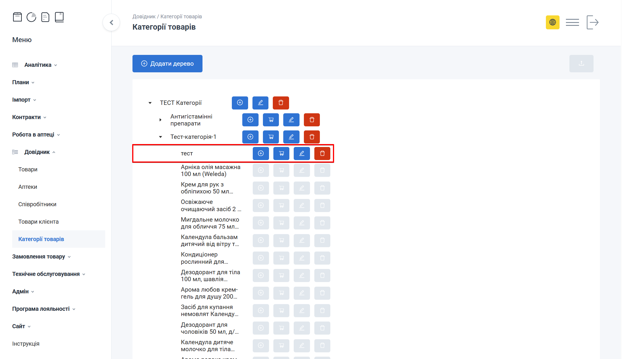 Оновлене дерево з новою підкатегорією