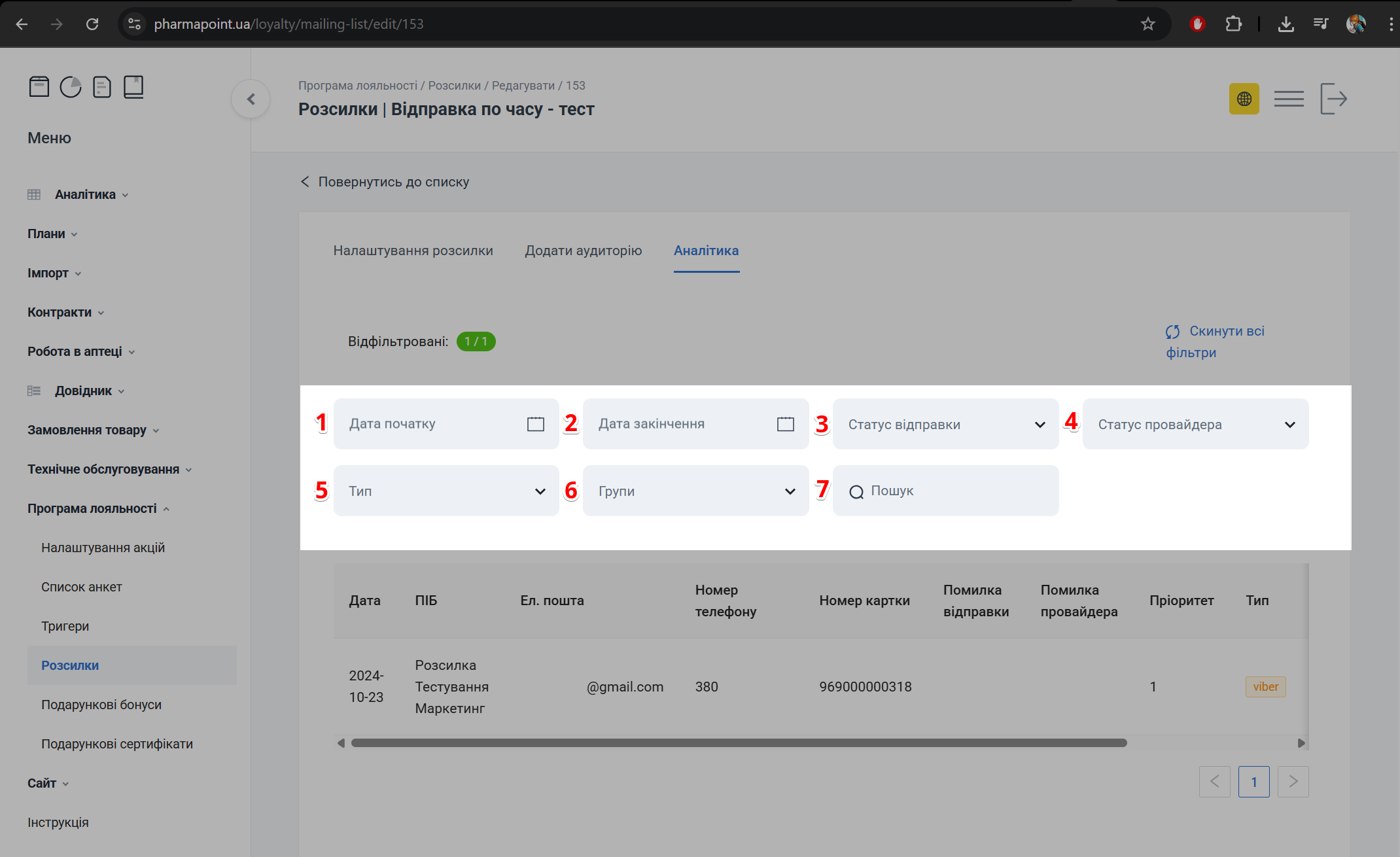 Форма шаблону розсилки